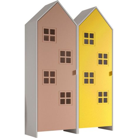 Pack - 2 Armoires Enfant "Casami Bruges" 171cm Rose & Jaune (1/3)