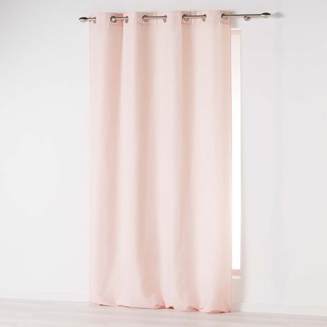 Homemaison – Rideau à œillets en microfibre rose pâle 140 x 280 cm – Finition œillets ronds – Bonne occultation de la lumière - PALE 140 X (1/2)