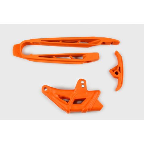 Kit de protectores deslizantes UFO pequeños y grandes con guía para KTM SX/EXC 125-450 '07-'10, color naranja todoterreno.