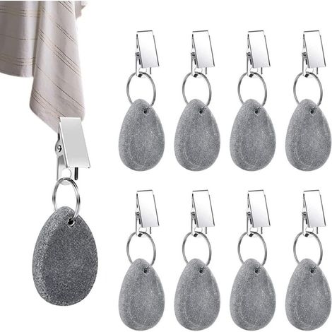 Lot de 8 pinces à nappe en marbre gris, avec clip en métal, idéales pour la décoration de nappes, les repas en famille, les pique-niques en plein air (1/5)