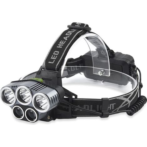 Lampe frontale,Lampe frontale rechargeable USB super lumineuse,2000 lumens 5 LED 6 modes avec flash rouge LED,Lampe frontale étanche pour le camping, la pêche,la course,le jogging