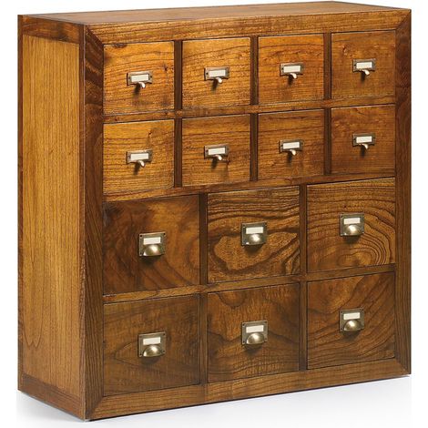 Commode en bois massif de Mindy 14 tiroirs Orka 90cm (1/5)