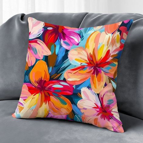 Housse de coussin floral jardin, décoration salon extérieur,45×45cm (1/5)
