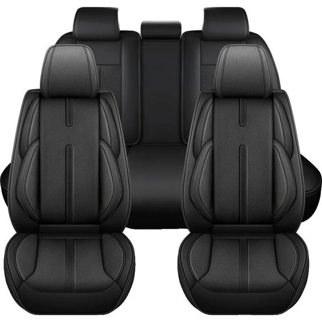 Fundas para asientos de coche, piel sintética, diseño envolvente completo, color negro. (1/2)