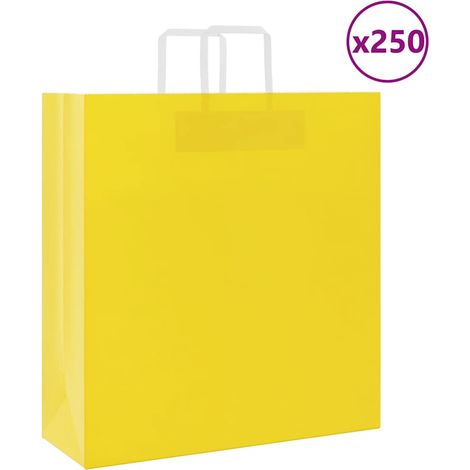 vidaXL Sacs en papier 250 pcs avec poignées jaune 45x17x48 cm