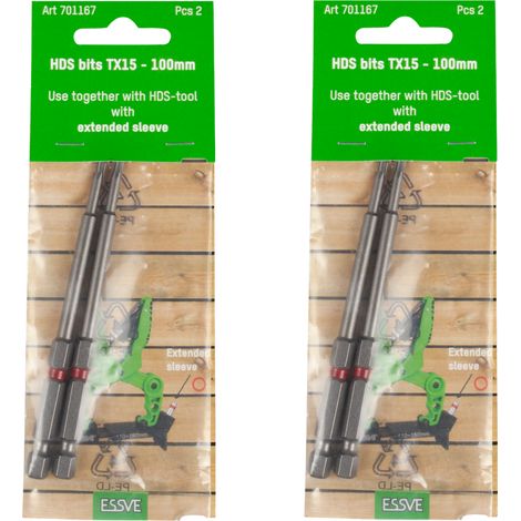 Punte ESSVE TX 15x100mm per utensili HDS 701514, 701515, 701516 2 pezzi x2 (1/3)