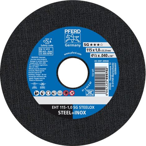Trennscheibe SG STEELOX D115x1mm ger.INOX Bohr.22,23mm PFERD (1/4)