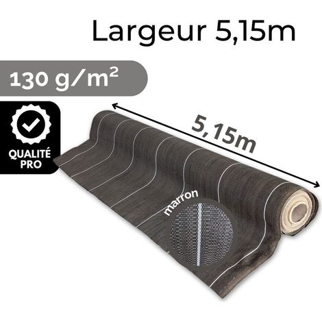 Grande Largeur 5,15m Toile de paillage anti mauvaises herbes Longueur 10m Couleur Marron 130gr m2 Grande Largeur bache film ZENLYS (1/5)