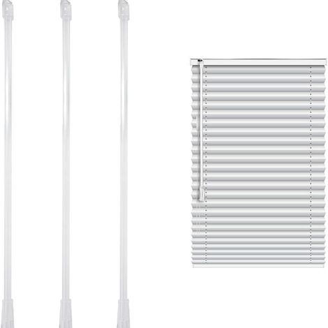 Tiges pivotantes en acrylique transparent de 30 cm (lot de 3) avec poignées et crochets antidérapants, spécialement conçues pour les stores vénitiens et les tringles à rideaux. (1/5)
