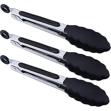 Mini-Besteckhalter aus Silikon, 3er-Set, 18 cm, Schwarz