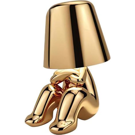 Lampe de Table LED sans Fil Créative Rechargeable à Pile Lampe Portative Réglable en Luminosité Design de Modèle Mignon pour Restaurant Chambre à Coucher Patio Studio Article Noël Doré-I (1/5)