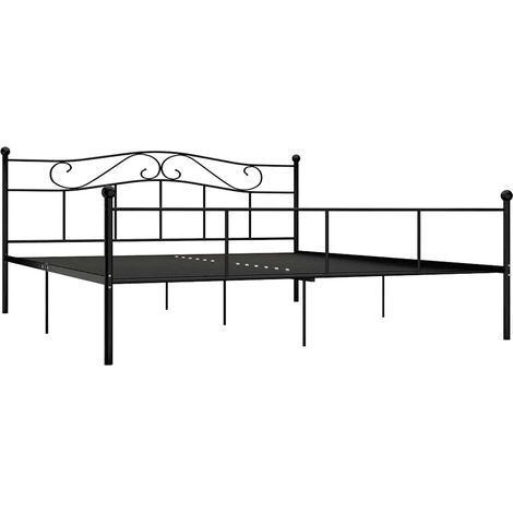Lit Double, Lit Contemporain, Cadre de Lit noir métal 180x200 cm q7823 (1/5)