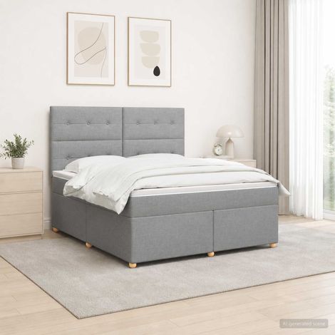 Cama box spring con colchón Gris Claro 180 x 200 cm Tela (1/5)