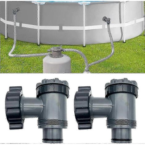 Valve d'entrée/sortie compatible avec les pompes de filtration pour piscines hors sol Coleman, Intex et Bestway, pièces de rechange pour pompes de piscine, pour tuyau de 1-1/2 pouce (2 Pa). (1/5)