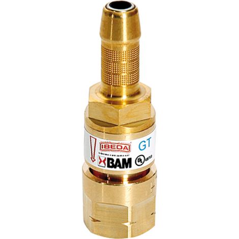 Dispositif de sécurité avec douille, Modèle : Oxygène, Entrée Embout 6 mm, Sortie G 1/4'' R