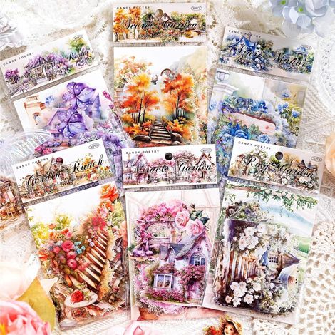 180 autocollants pour scrapbooking, 90 styles différents sur le thème du jardin, pour la création d'albums et de carnets de loisirs créatifs. (1/5)