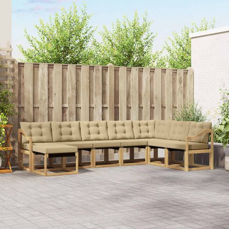 vidaXL Outdoor-Sofagarnitur mit Kissen 8 pcs Weiß und Beige (1/5)