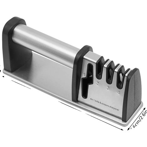 Afilador de cuchillos, funcionalidad 4 en 1, diseño ergonómico, negro, L (1/2)