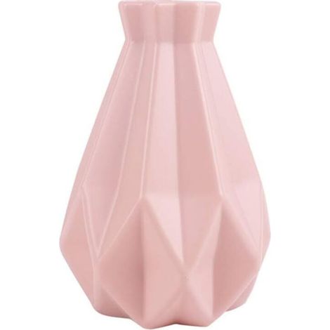 Geometrische Keramikvase, schlichte und bruchsichere Vase für die Inneneinrichtung (Couchtisch) – Rosa