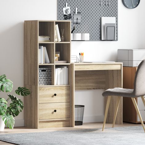 Schreibtisch mit Schubladen mit Regal 2 pcs Sonoma-Eiche