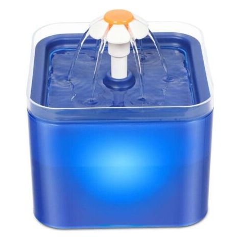 QORVA-Distributeur d'eau pour chat avec lumière LED 67 oz/2,0 L Distributeur d'eau pour chat ultra silencieux avec filtre automatique
