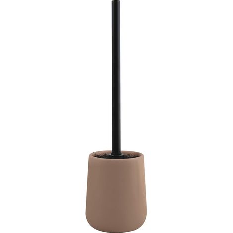 - WC-Bürste mit Keramikhalter - Modell MAONIE - Verschleißfeste Borsten - 10,4 x 38,8 cm - Freistehend - Nicht fixierter WC-Bürstenhalter - Klassisches und elegantes Design - Cappuccino