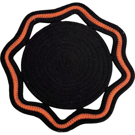 Tapis de Table octogonal, napperon non- orange noir. 30 cm (1/2)