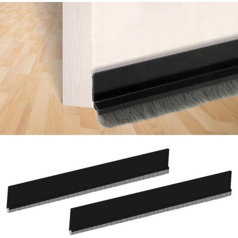 Joint de Porte Phonique Bas Brosse Adhésif Coupe à Taille Boudin 5x100cm 2 pcs Noir (1/4)
