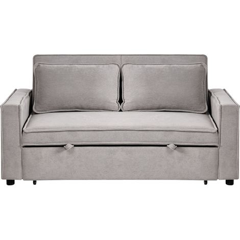Sofa Bed Grey Fabric with Fold Out Sleeping Function Minimalist Sofa UTTELA (1/5)