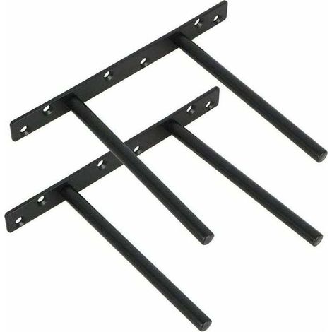 Lot de 2 Support pour Étagère Flottante Invisible Support en Métal pour Tablette Flottante en Bois Dissimulé à Fixation Murale, Finition Noire Mate en Acier Inoxydable, 2 Pcs (1/4)