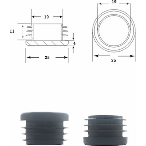 Tapas para patas de sillas, tapas redondas de plástico, 30 piezas, tapas negras para extremos de tubos, deslizadores redondos para sillas, tapas protectoras para patas de sillas, cubiertas para tuberí (1/4)