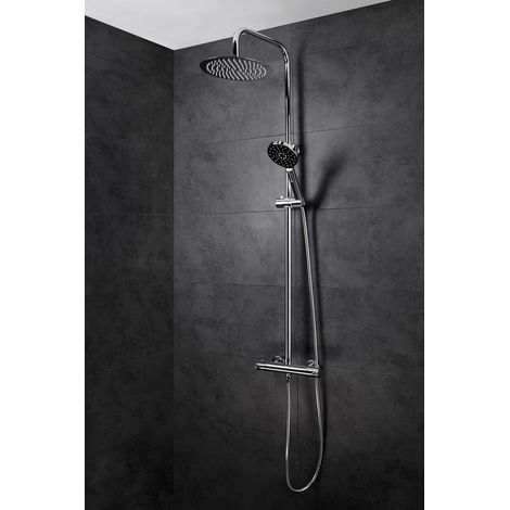 Columna de Ducha Nite con termostática, Rociador acero inoxidable AISI304 de 25x25 cm.