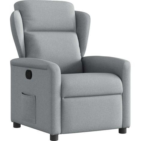 Sillón reclinable de tela gris claro vidaXL