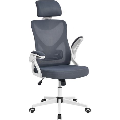 Yaheetech Sedia Ufficio Ergonomica con Braccioli Poggiatesta Regolabile Schinale Alto Reclinabile Poltrona Scrivania Girevole Bianca/Grigia (1/5)
