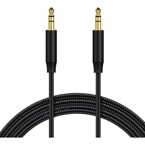 Câble Jack Audio Câble, Aux Câble Auxiliaire 3.5mm Câble Stéréo Audio Mâle vers Mâle en Nylon pour Casques, iPod, iPhone, iPad, HiFi, Tablette, Autoradio, Smartphones, MP3, Voiture - 1M (1/4)