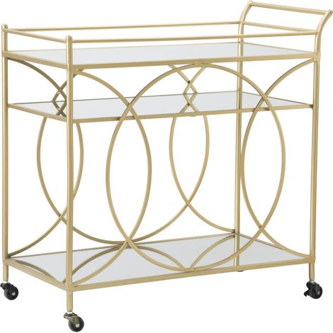 Carrello Infinity 80x40x80 cm in Ferro MDF e Specchio Oro (1/5)