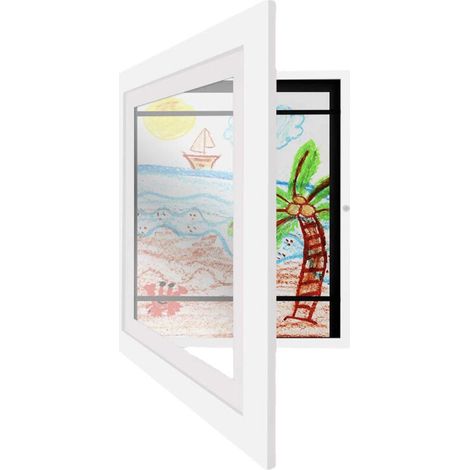 Cadre d'art pour enfants devant ouvert cadre d'art de remplacement facile dessin Illustration cadre de suspension murale(blanc) (1/4)