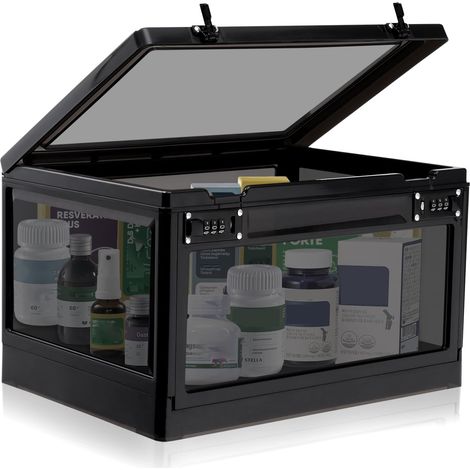 Boîte de rangement verrouillable avec code, boîte à médicaments verrouillable pour réfrigérateur, nourriture, collations, tablette, téléphone, maison, bureau (1/5)