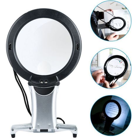 Neck and Desk Magnifying Glass 6X, Hands-Free Arm and Desk Lighted LED Magnifier for Needlework, Hobby Jewelry, Cross Stitch Repair, Art, Crafts