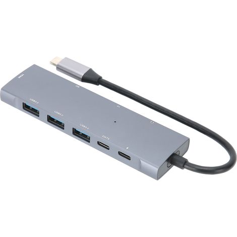 Adaptateur USB-C 9 en 1, hub multiport HDMI, prise audio 3,5 mm et station d'accueil pour carte mémoire (1/5)