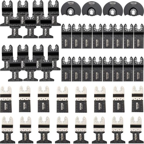 Vevor – Kit de 50 lames outil multifonction oscillantes – Acier au carbone 45-47HRC – Pour bois, métal mou et plastique – Coupe précise et rapide