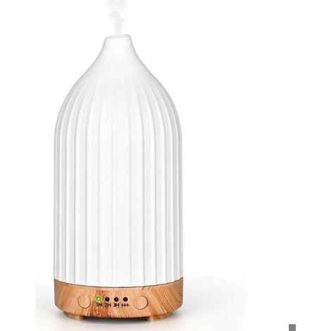 Diffuseur d'huiles essentielles ultrasonique en céramique, blanc, 100 ml, électrique pour aromathérapie (1/5)