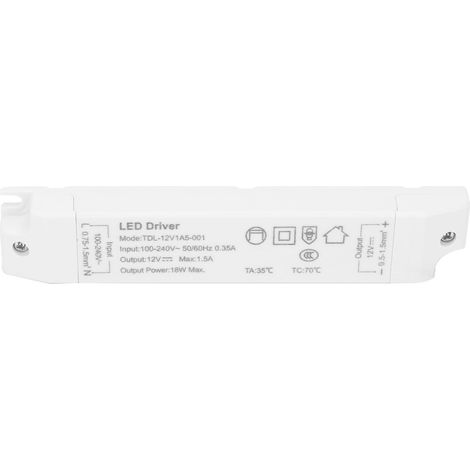 Alimentation pour circuit imprimé LED, transformateur, adaptateur, interrupteur de commande, PVC TDL-12V1A5-001 AC100V-240V (1/5)