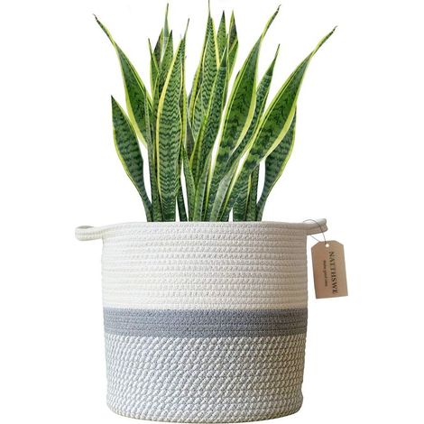 Panier Tissé Coton - Pour Pot de Fleurs Intérieur - Panier de Rangement Pliable - Usage Multifonctionnel - 1 Pièce (1/5)