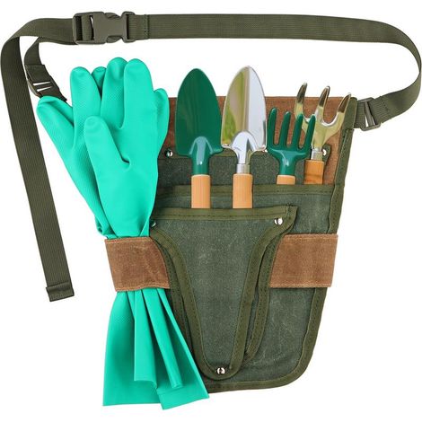Ceinture à outils de jardin pratique, petite pochette à outils en toile robuste avec plusieurs poches, ceinture de jardinage (1/5)
