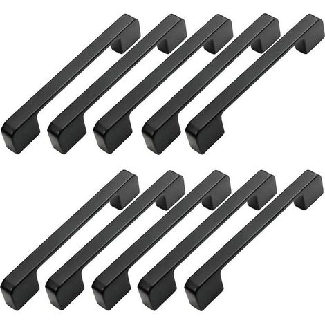 10pcs Furniture Handles, 96mm Hole Spacing - Black Kitchen Door Handles, Bar Handles, Black Kitchen Handles 96mm - INHHUB (1/5)