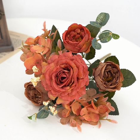 Fleur Artificielle - Pot À Fleurs - En Tissu Tissé - Sans Trou D’évacuation - Intérieur Extérieur - 6 Bouquets - Décor Suspendu Ou Sur Bureau (1/5)