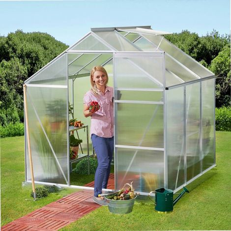 Werka Pro – Serre en verre 3,6 m² – Aluminium durable – Dimensions 1,90 m x 1,90 m x 1,95 m – Porte et lucarne de ventilation