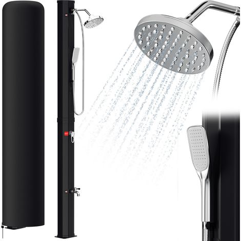 Jiubiaz Doccia solare da giardino Doccia da giardino Acqua calda solare max. 60 °C Doccia esterna Incl. soffione a pioggia e rubinetto 35L con parapioggia e doccetta (1/5)