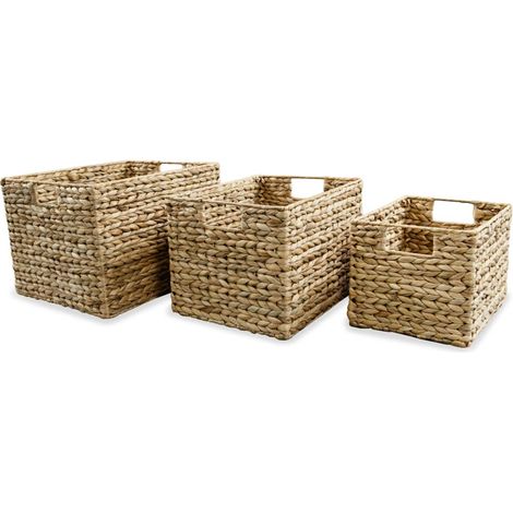 Storage Basket Set 3 Pieces Water Hyacinth vidaXL